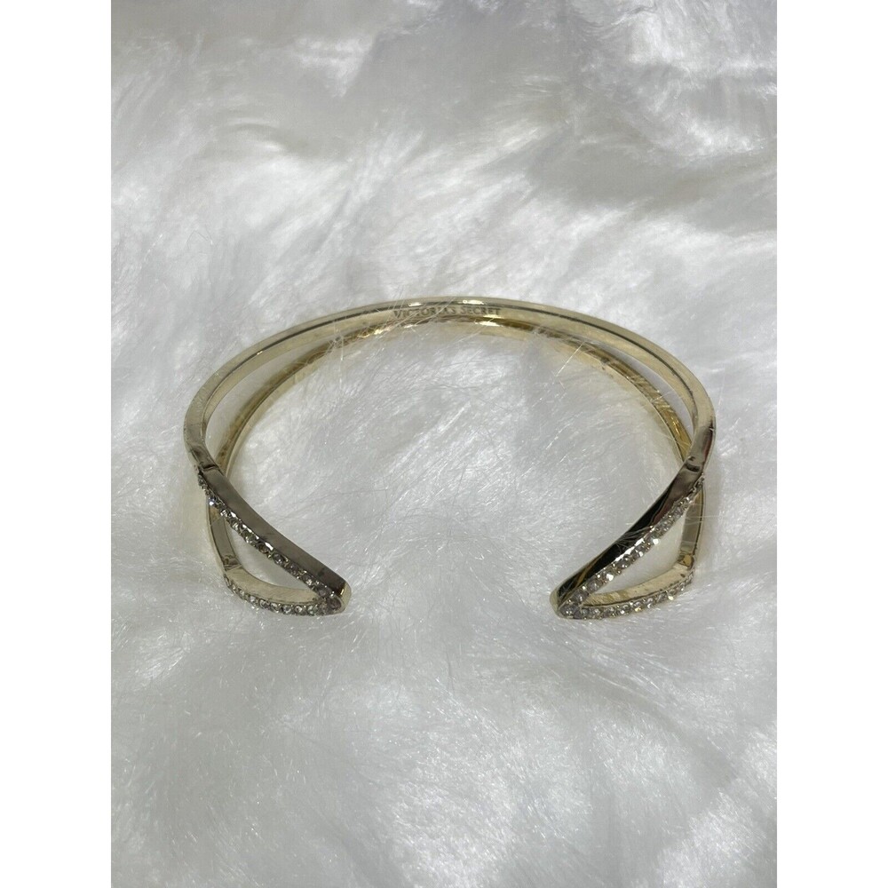 Victorias Secret Rhinestones Gold Tone Bangle Bracelet Fashion Jewelry - Picture 1 of 10
